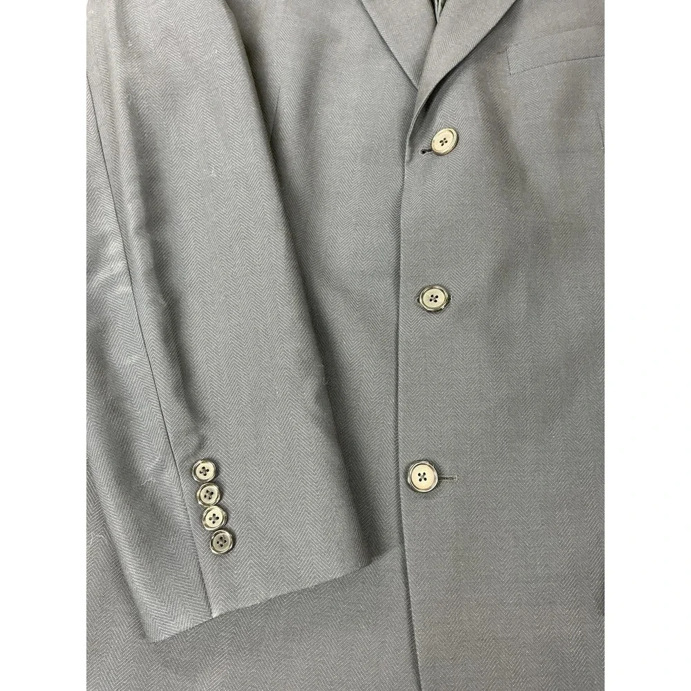 HUGO BOSS Blazer Mens 44 Long Blue Herringbone Wool Tweed Made USA Suit Jacket‎